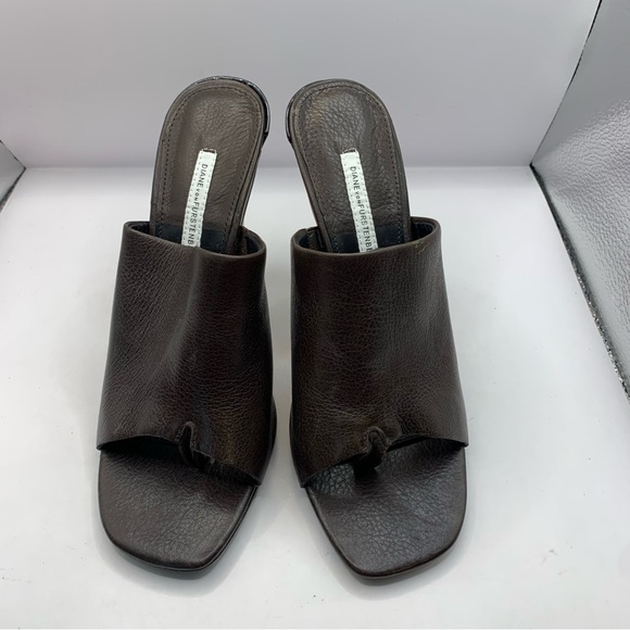 Diane Von Furstenberg heels flip flop open toe Women's Brown  9M Made in Italy - Picture 2 of 8